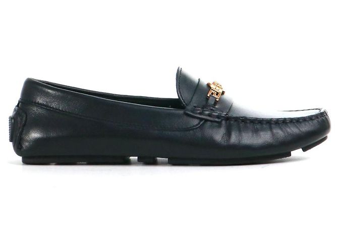 VERSACE - Mocassins Medaillon Versace en cuir noir (T37) - vue 2