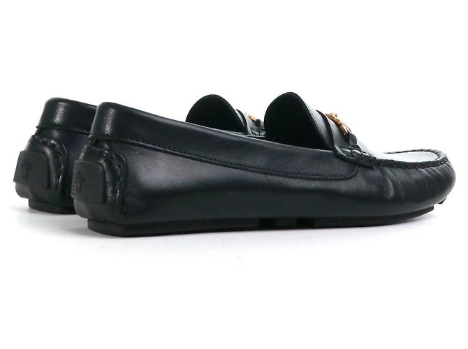 VERSACE - Mocassins Medaillon Versace en cuir noir (T37) - vue 3