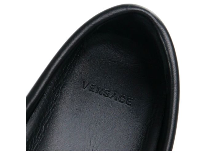 VERSACE - Mocassins Medaillon Versace en cuir noir (T37) - vue 6