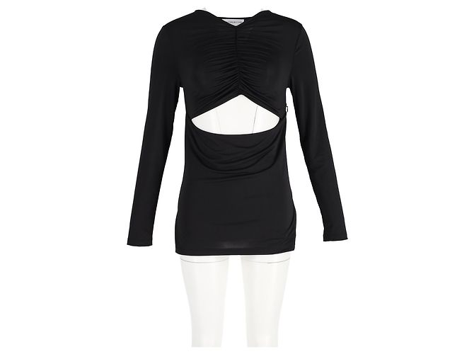 Victoria Beckham Gerüschtes Stretch-Top mit Cut-outs aus schwarzer Baumwolle - Ansicht 4