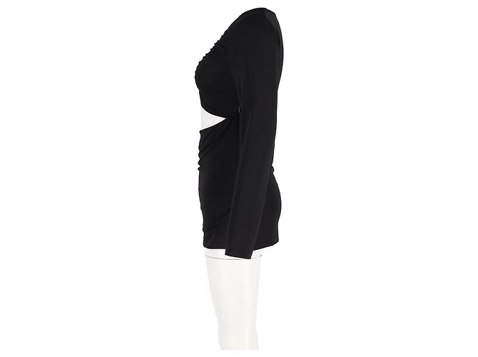 Victoria Beckham Gerüschtes Stretch-Top mit Cut-outs aus schwarzer Baumwolle - Ansicht 5