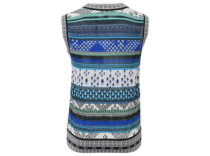 Diane Von Furstenberg – Ärmelloses Stricktop aus blauer Baumwolle - Ansicht 3