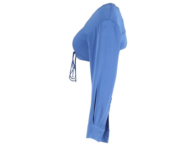 Autre Marque Christopher Esber Langarm-Crop-Top aus blauem Polyester - Ansicht 2