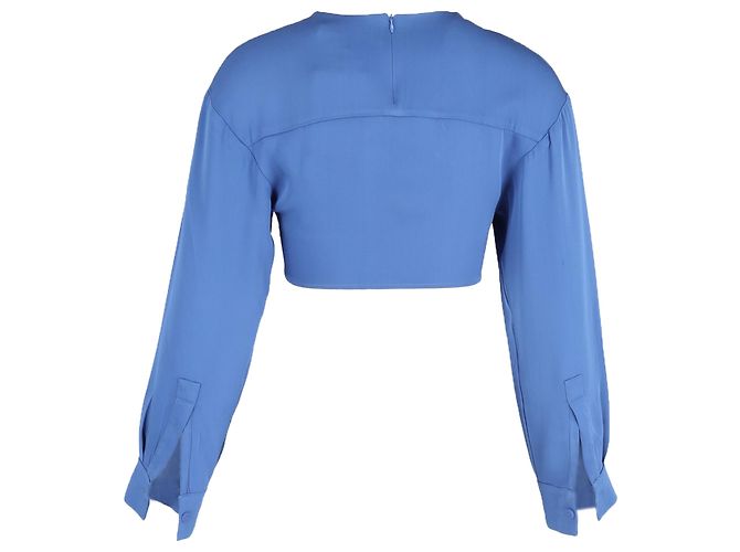 Autre Marque Christopher Esber Langarm-Crop-Top aus blauem Polyester - Ansicht 3
