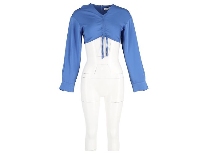 Autre Marque Christopher Esber Langarm-Crop-Top aus blauem Polyester - Ansicht 4