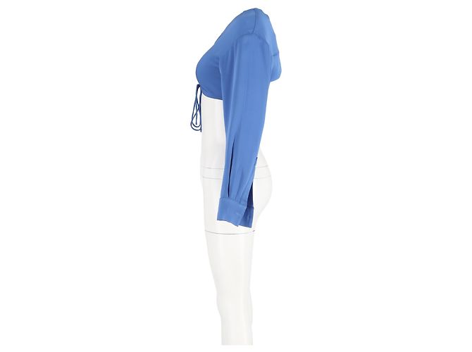 Autre Marque Christopher Esber Langarm-Crop-Top aus blauem Polyester - Ansicht 5
