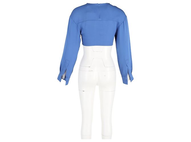 Autre Marque Christopher Esber Langarm-Crop-Top aus blauem Polyester - Ansicht 6