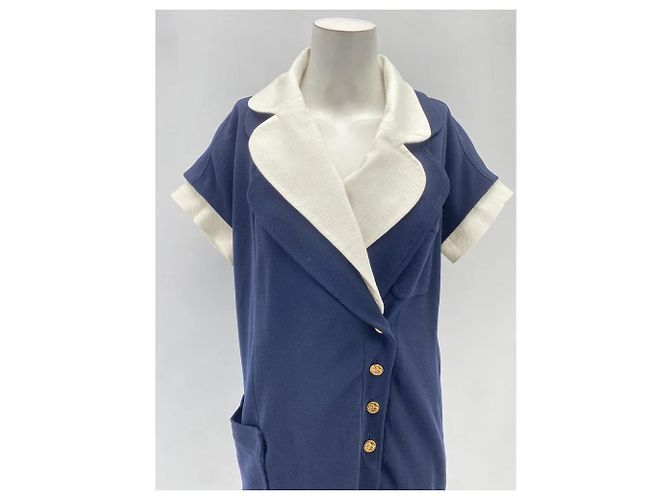 Vestido Chanel T.FR 40 de seda Azul marino - vista 3