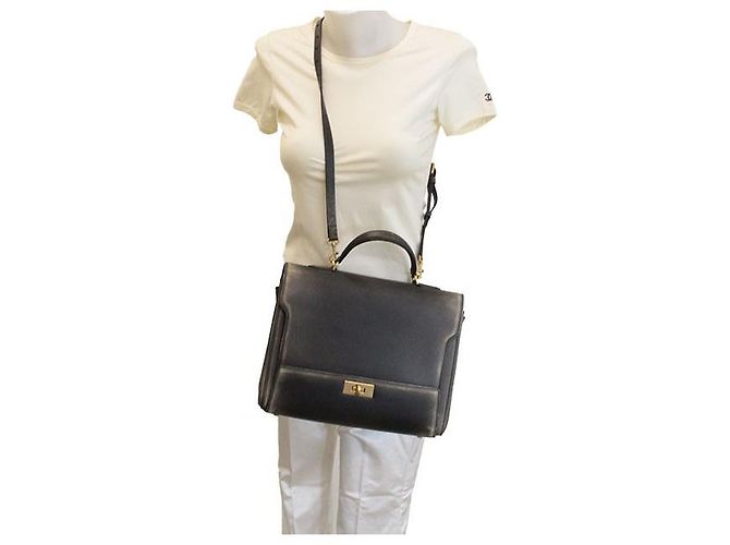 Borsa Balenciaga Money in Pelle Nera con Tracolla Nero - vista 8