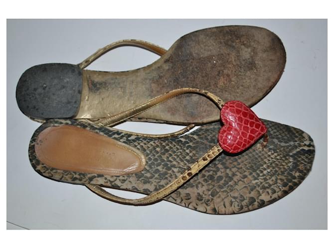 Dolce & Gabbana Python Print Leder Flip-Flops 39 Mehrfarben - Ansicht 3