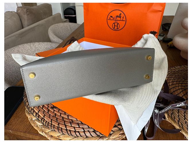 Hermès Kelly II Sellier Mini Grigio in Pelle - vista 4