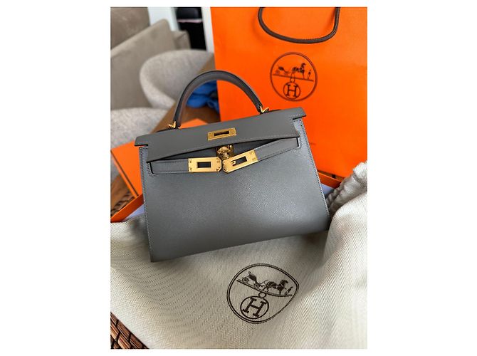 Hermès Kelly II Sellier Mini Grigio in Pelle - vista 6