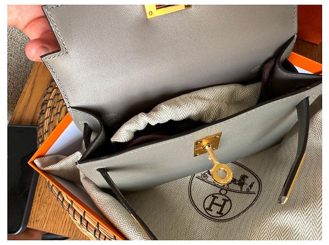 Hermès Kelly II Sellier Mini Grigio in Pelle - vista 7