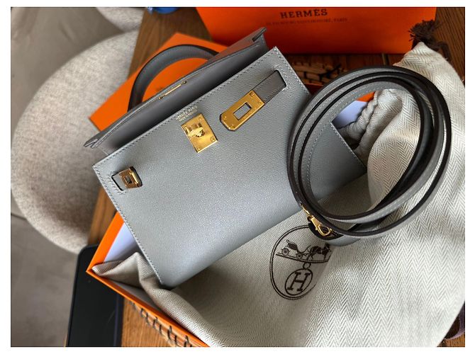 Hermès Kelly II Sellier Mini Grigio in Pelle - vista 8