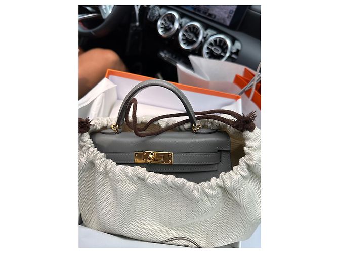 Hermès Kelly II Sellier Mini Grigio in Pelle - vista 9