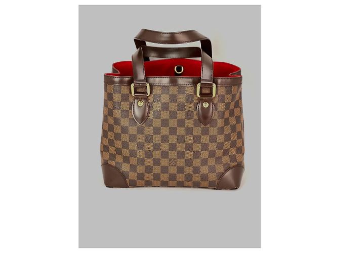Organizer Bolso tote de lona Louis Vuitton Hampstead PM Damier Ebene Castaño - vista 2