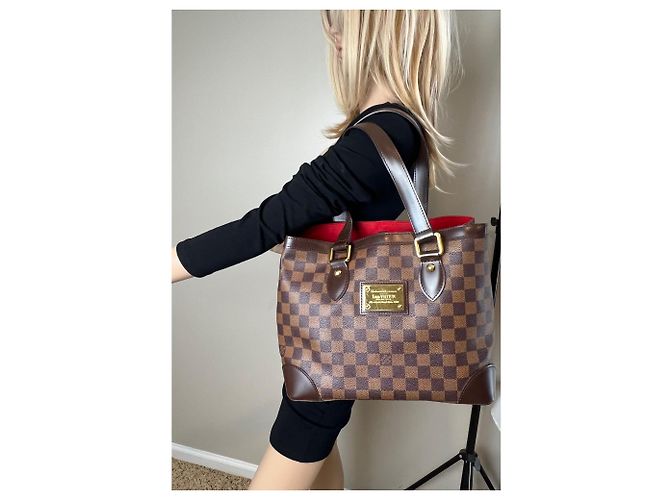 Organizer Bolso tote de lona Louis Vuitton Hampstead PM Damier Ebene Castaño - vista 5