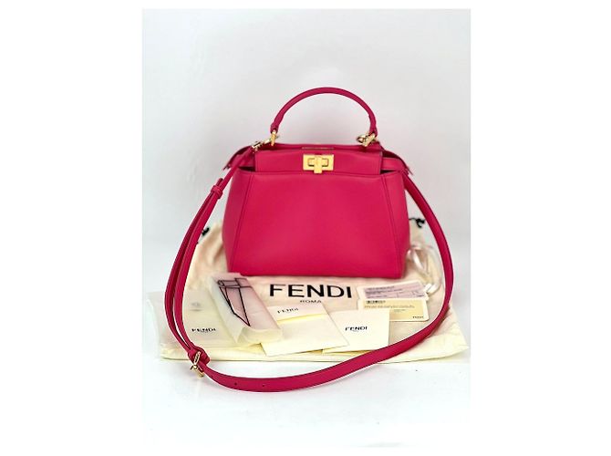Fendi Mini Peekaboo rosa Leder Schultertasche Pink - Ansicht 2