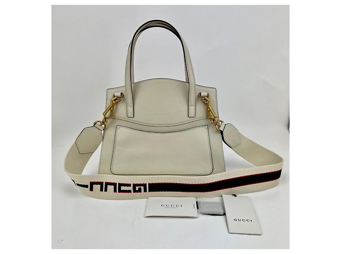 Borsa a mano con manico superiore GUCCI Linea Medium Totem Web a strisce giallo farfalla Marrone - vista 2