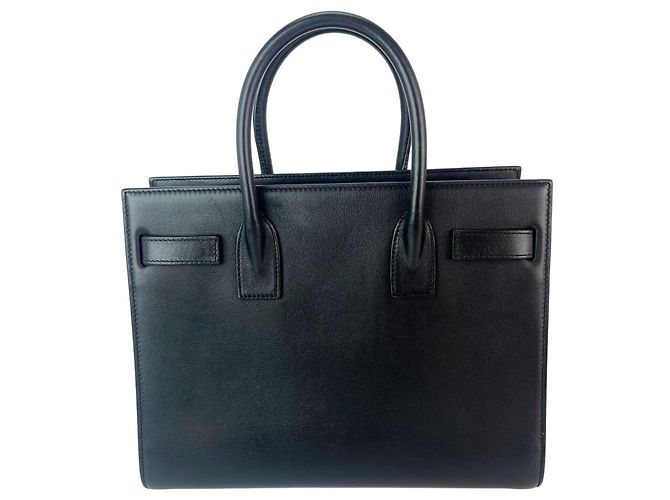 Saint Laurent Sac De Jour Bolso de hombro de cuero negro para bebé con parches adornados - vista 2