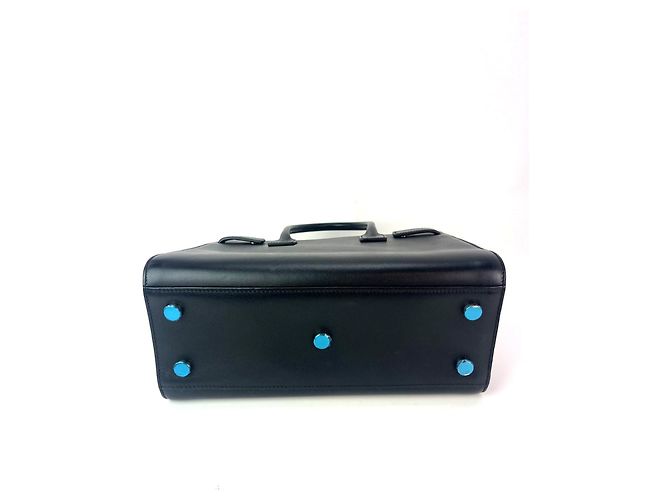 Saint Laurent Sac De Jour Bolso de hombro de cuero negro para bebé con parches adornados - vista 5