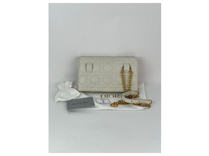 Clutch in pelle bianca Caro Cannage Christian Dior - vista 2