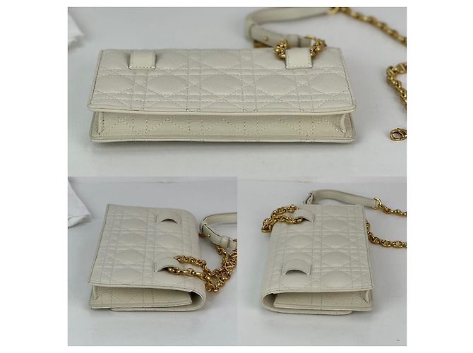 Clutch in pelle bianca Caro Cannage Christian Dior - vista 4
