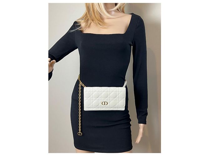Clutch in pelle bianca Caro Cannage Christian Dior - vista 5