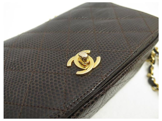 VINTAGE CHANEL ZEITLOSE HANDTASCHE BRAUNE EIDECHSENLEDER-CROSBODY-EIDECHSTASCHE - Ansicht 16