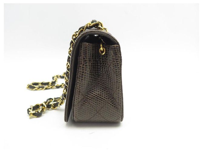VINTAGE CHANEL ZEITLOSE HANDTASCHE BRAUNE EIDECHSENLEDER-CROSBODY-EIDECHSTASCHE - Ansicht 3