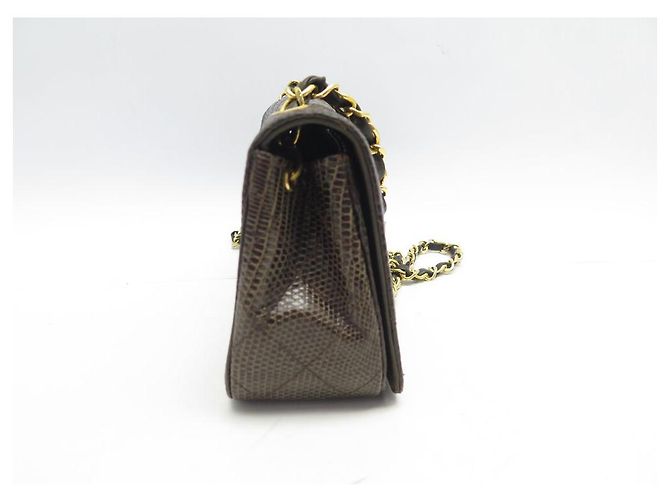 VINTAGE CHANEL ZEITLOSE HANDTASCHE BRAUNE EIDECHSENLEDER-CROSBODY-EIDECHSTASCHE - Ansicht 4