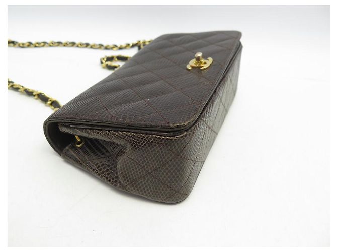VINTAGE CHANEL ZEITLOSE HANDTASCHE BRAUNE EIDECHSENLEDER-CROSBODY-EIDECHSTASCHE - Ansicht 5