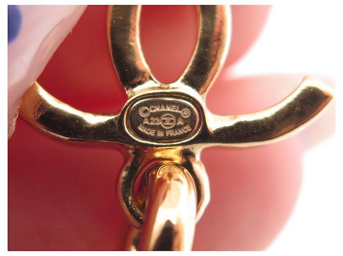 NEUE CHANEL CC-LOGO-ANHÄNGER BORDEAUX-PERLEN-OHRRINGE OHRRINGE Golden - Ansicht 6