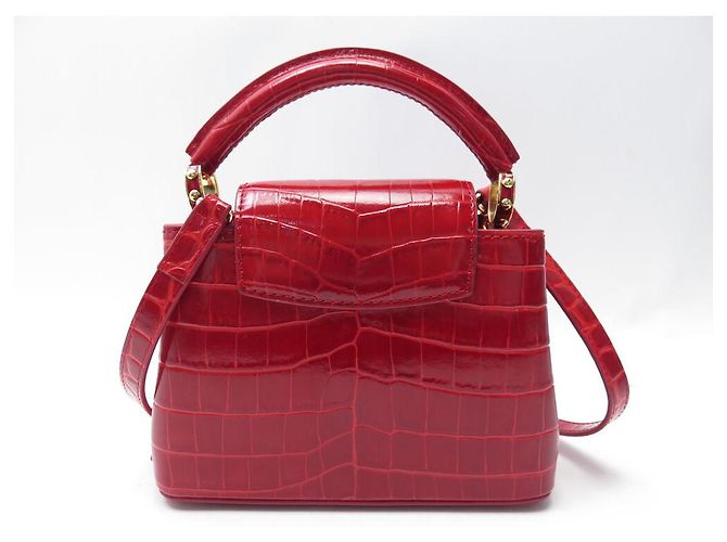 BORSA A MANO MINI LOUIS VUITTON CAPUCINES IN PELLE DI COCCODRILLO ROSSO - vista 2