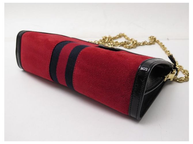 NEW GUCCI OPHIDIA PM HANDBAG 503877 IN RED SUEDE CROSSBODY BAG NEW - view 6