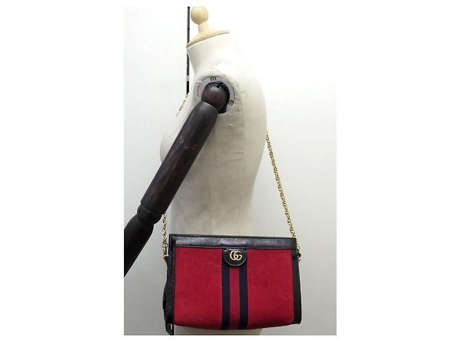 NEW GUCCI OPHIDIA PM HANDBAG 503877 IN RED SUEDE CROSSBODY BAG NEW - view 7