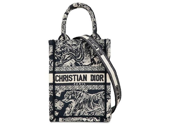 Dior Dior Jacquard Reverse Toile de Jouy Bestickte Handtasche Canvas Handtasche in Great - Ansicht 2