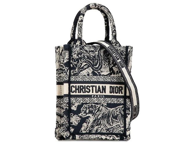 Dior Dior Jacquard Reverse Toile de Jouy Bestickte Handtasche Canvas Handtasche in Great - Ansicht 3