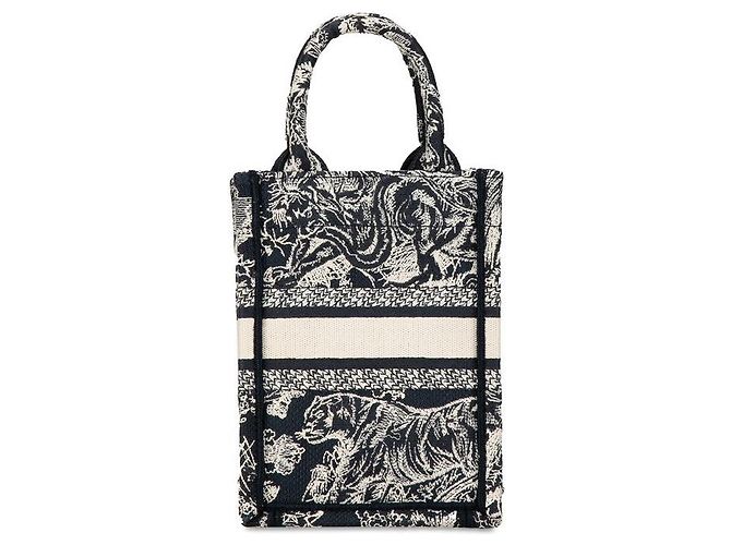 Dior Dior Jacquard Reverse Toile de Jouy Bestickte Handtasche Canvas Handtasche in Great - Ansicht 4