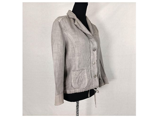 Kurze Jacke in Taubenfarbe aus Leinen von Max & Co. Grau - Ansicht 4