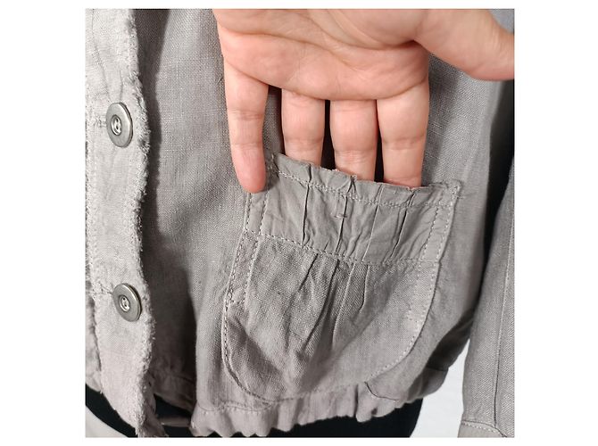 Kurze Jacke in Taubenfarbe aus Leinen von Max & Co. Grau - Ansicht 5
