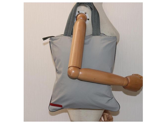 Tote PRADA Sport-Einkaufstasche Nylon Grau Auth ep4219 Braun - Ansicht 21