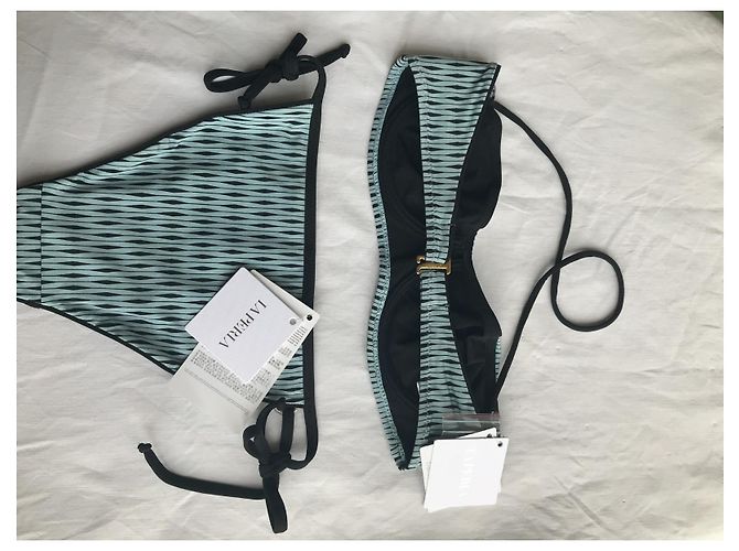 Costume da bagno blu chiaro e nero La Perla 38 - vista 2