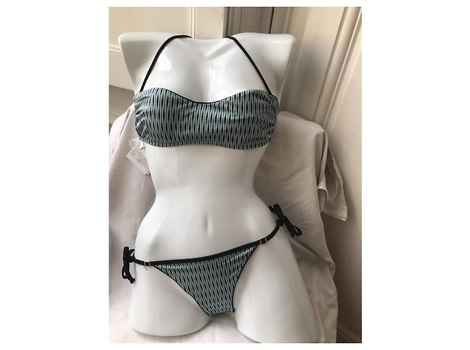 Costume da bagno blu chiaro e nero La Perla 38 - vista 8