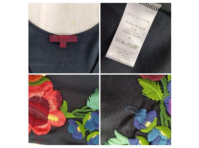 Kenzo Bluse mit Blumenmuster aus den 1990er Jahren Schwarz - Ansicht 10