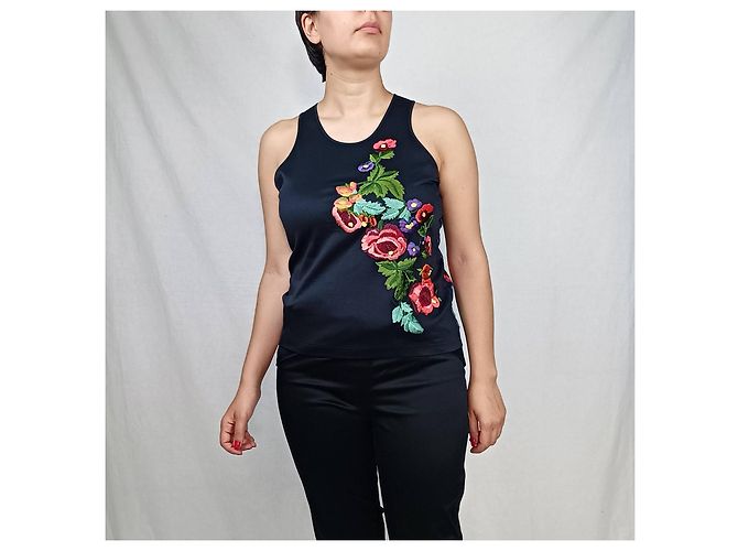 Kenzo Bluse mit Blumenmuster aus den 1990er Jahren Schwarz - Ansicht 4
