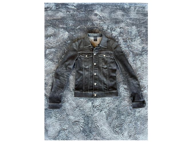 Dior by Kris Van Assche Fall Winter 2017 Black Denim "Hardior" Jacket Grey - view 2