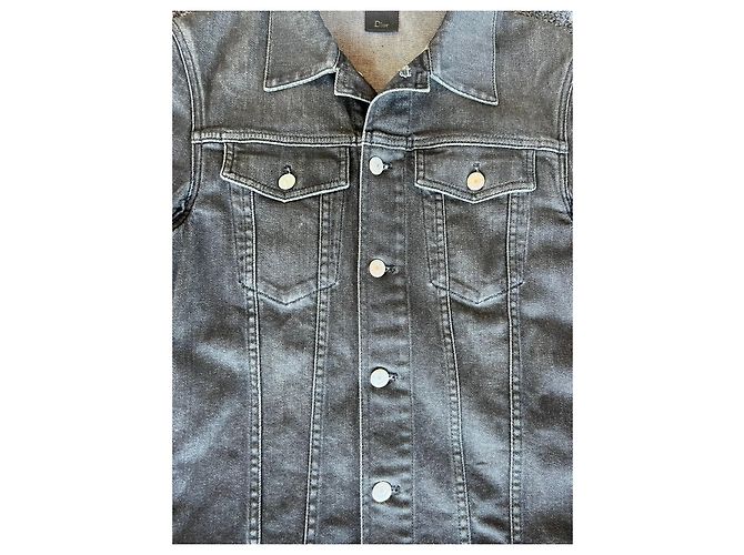 Dior by Kris Van Assche Fall Winter 2017 Black Denim "Hardior" Jacket Grey - view 4
