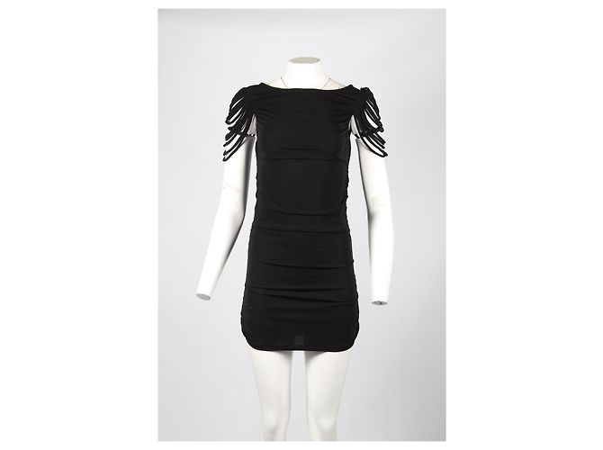 Temperley London Abito aderente nero con maniche a corda - vista 2