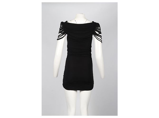 Temperley London Abito aderente nero con maniche a corda - vista 4